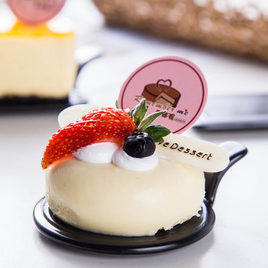 MUZITY Ceramic Cake Plate Round Triangle Rectangle Shape Small Black Plates Dessert Plate: Round