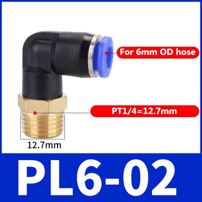 Pl albue 50 stk lot 4-m5 6-m5 lufttilslutning pneumatisk fitting hurtig fittings 1/8 &quot; 1/4 &quot; 3/8 &quot; 1/2 &quot; hantråd skubbes ind: 6-02