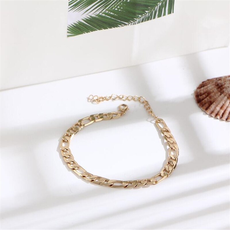 ¡Novedad de ! Tobillera de acero inoxidable de cadena sencilla para pie, pulseras de tobillo para mujer y hombre, cadena para pierna, joyería de 22cm de largo, 1 unidad