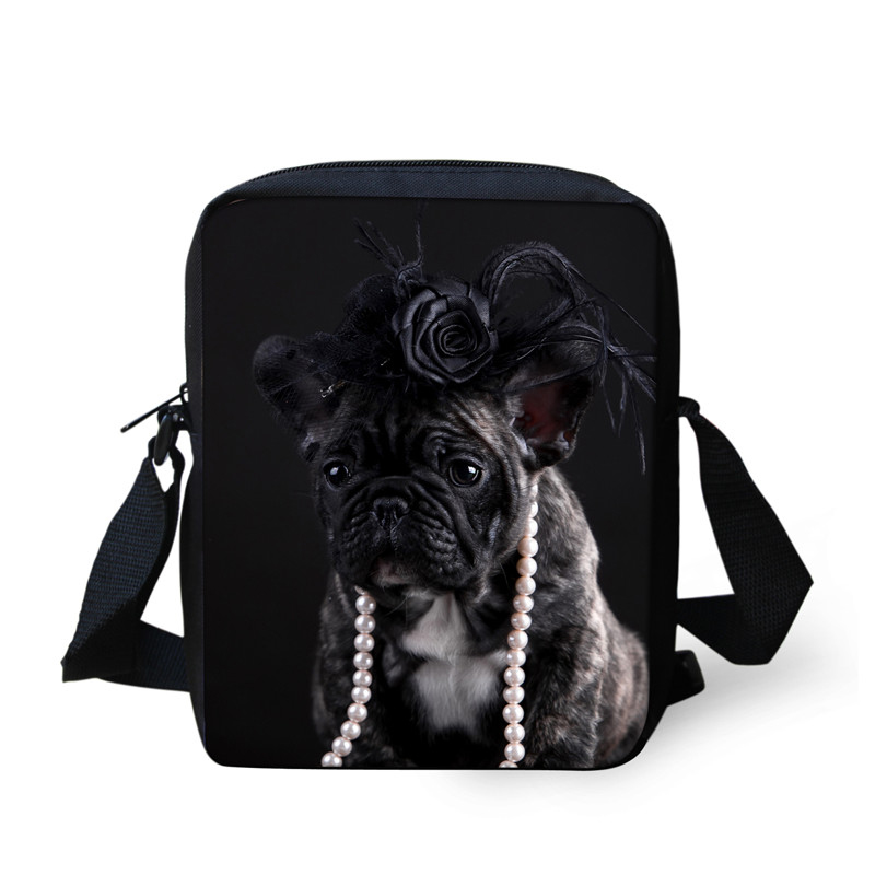 Mini bolsos cruzados con estampado 3D de Bulldog Francés para mujer, bandolera de viaje, bolso de hombro: Gris oscuro