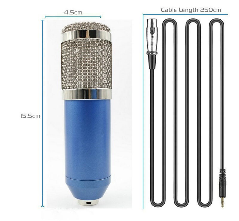Microfono a Condensatore BM800 - Cablato 3.5mm con Scheda Audio USB NB-35 per Computer Karaoke