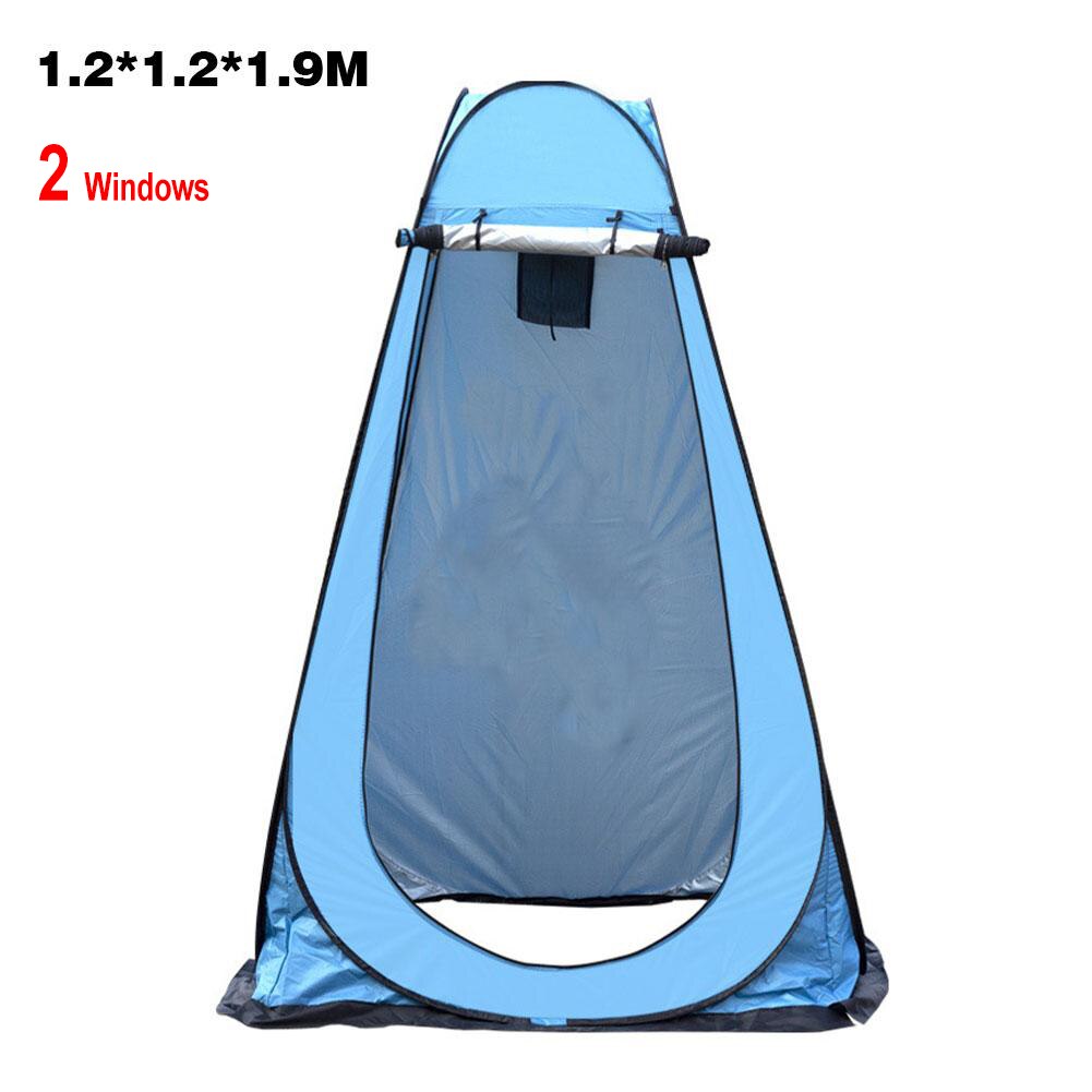 Portable private shower toilet, pop-up camping tent, UV protection, outdoor portable: 2window blue