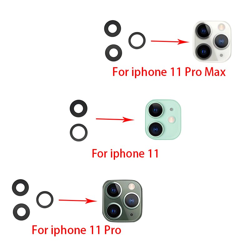 2 pz/lotto vetro zaffiro posteriore fotocamera posteriore lente di vetro per iPhone 6/7/8 Plus/X/XR XsMax + adesivo per 11 Pro Repacement Parts