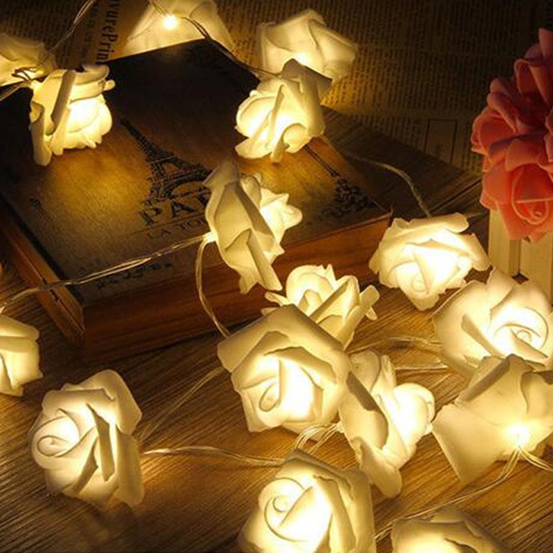 1,5 M 10LED Künstliche Rose Blume Girlande Schnur Licht LED Lichterkette Valentinstag Hochzeit Weihnachten Party Dekorationen