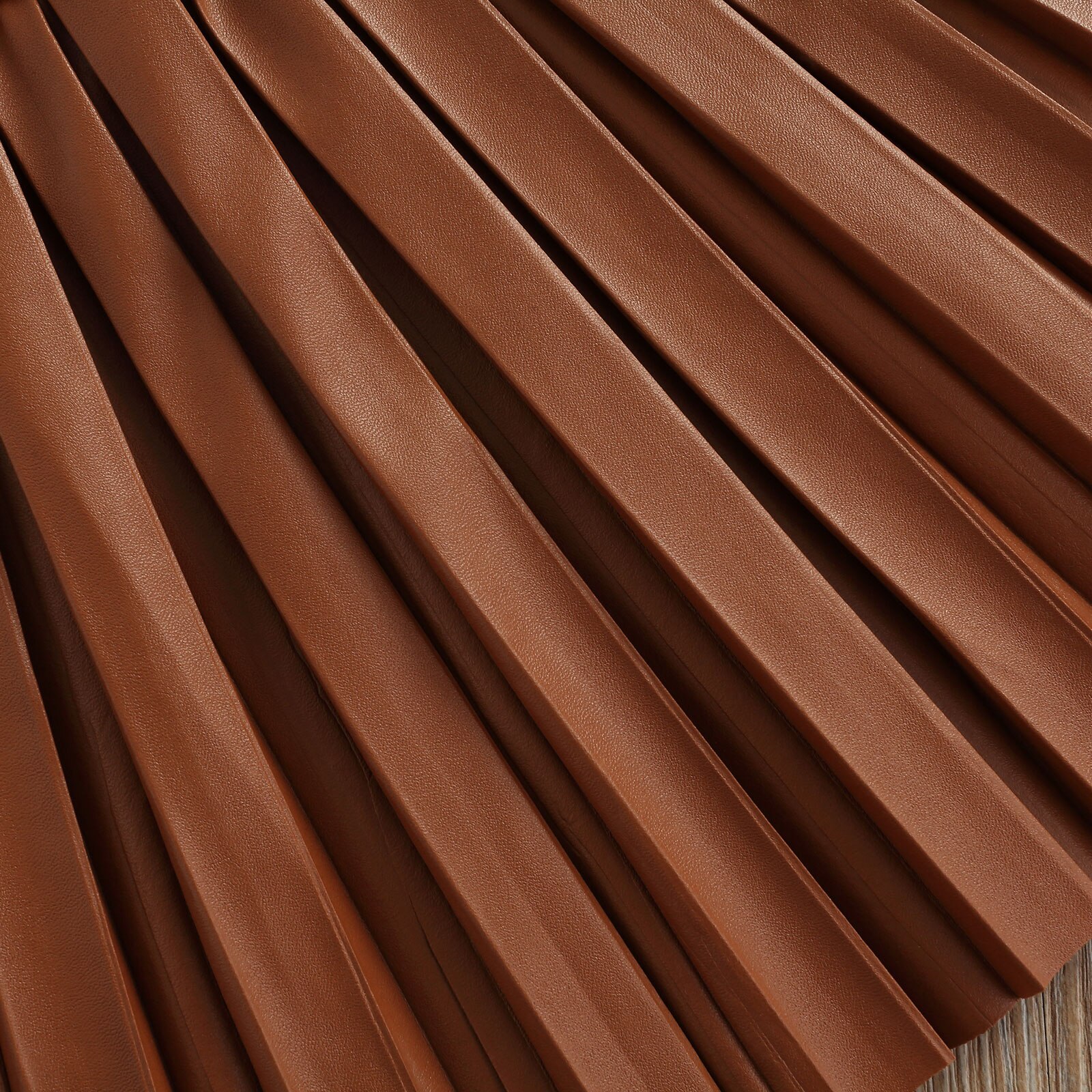 Citgeett Zomer Kid Meisje Leer Geplooide Rokken Elastische Taille Effen Kleur Knie Lengte Half Rok Kleding