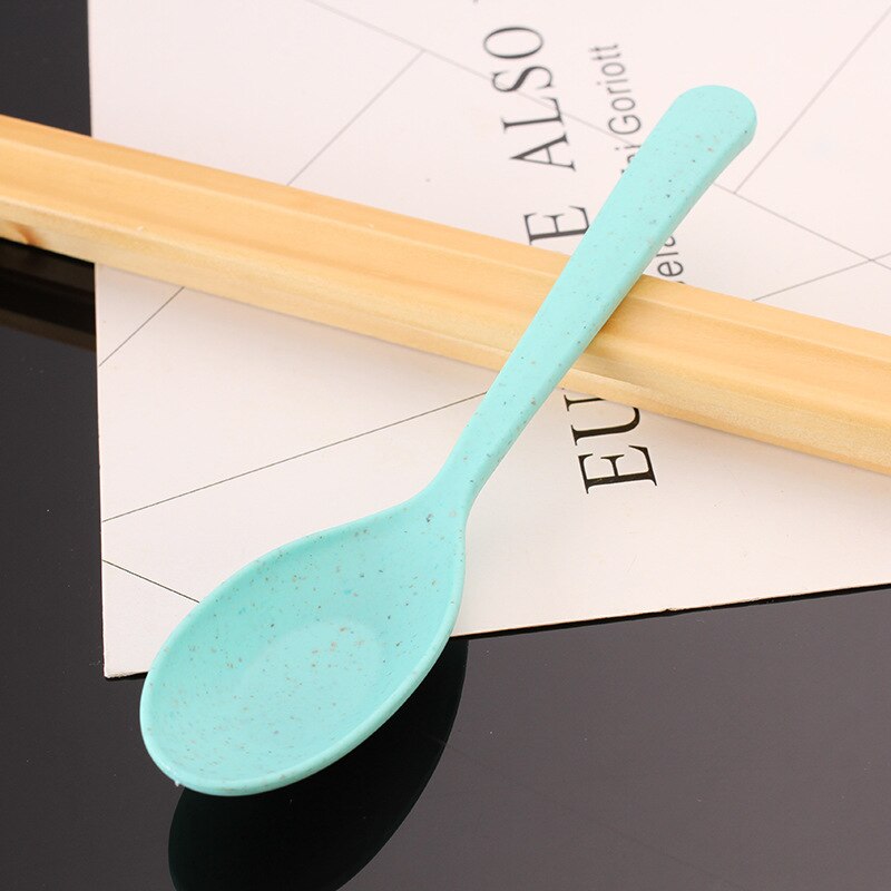 Tazón de alimentación de bebé con dibujos animados, tazón de arroz de paja de trigo para niños, plato de cena bonito, vajilla de comida para bebé: Green Spoon