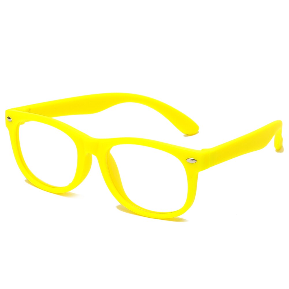 Baby anti blå stråler briller firkantet optisk ramme til børn silikone briller piger drenge anti træthed computer eyeware: Gul ramme