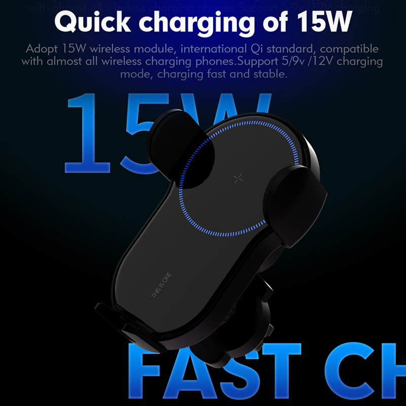 15W chargeur de voiture sans fil support de téléphone extensible support de voiture de charge rapide support pour téléphone Led clignotant prise d'air support de téléphone de voiture