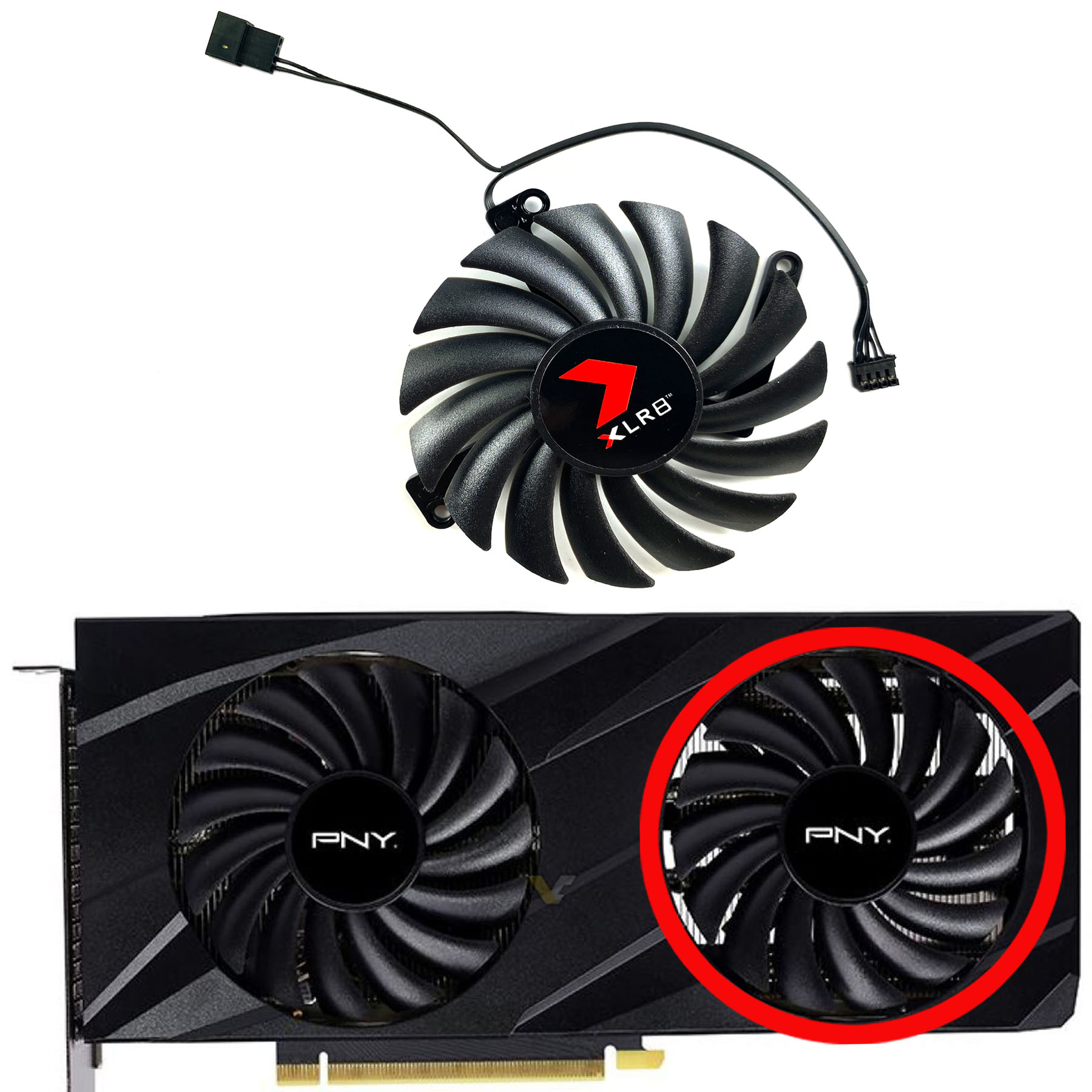 für PNY GeForce RTX 3060 3060ti VERTO Dual Fan Grafikkarte Ersatz Lüfter CF-12910S: Brown