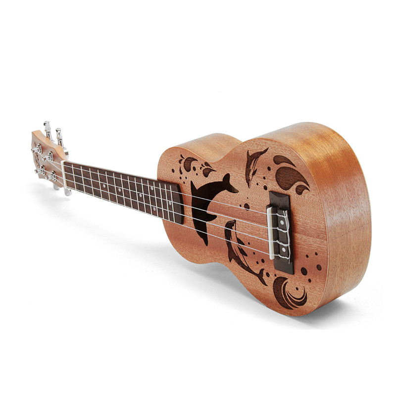 Ukulele – Mini guitare Soprano en bois de rose Uke, 21 pouces, 4 cordes en Nylon, motif de dauphin, hawaïen, Uke, Instrument de musique