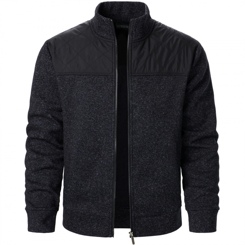 Veste zippée à col montant patchwork pour hommes, cardigan ajusté, sweat-shirt Sportedly Casual, manteau d'automne