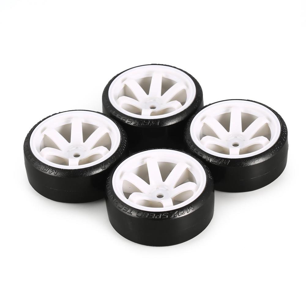 4Pcs RC Hard Pattern Drift Tires Tyre Wheel for Traxxas HSP Tamiya HPI 1:10 RC On-road Vehicle Drifting Car Hard Tyre Set: White