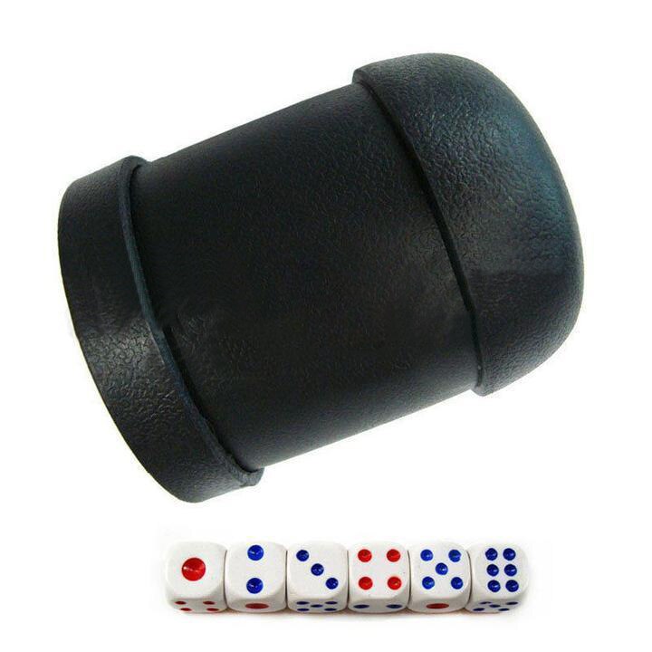 1Pc Zwart Plastic Dice Cup Met 6 Stuks Dobbelstenen Ktv Pub Casino Party Game Toy Set Kit grote Voor Farkel Game