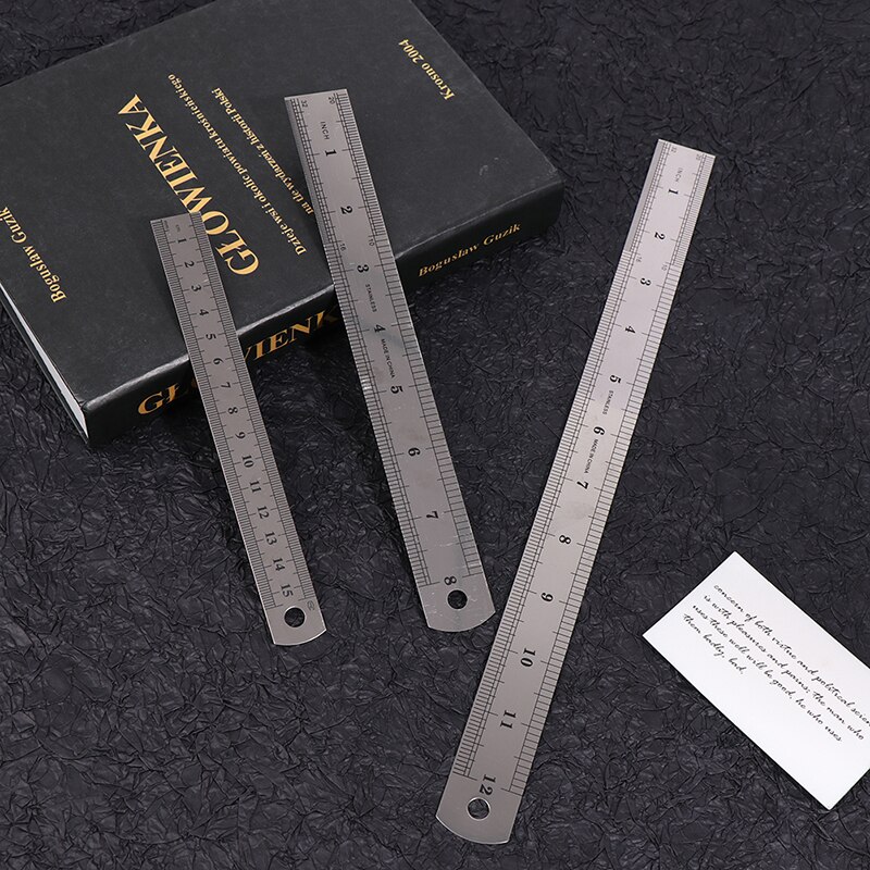3Pcs Stainless Steel Ruler for Engineering School Office 15cm/20cm/30cm