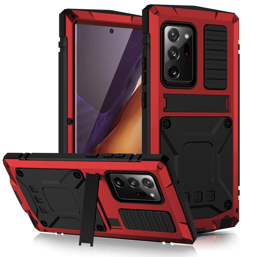 360 Volledige Bescherming Voor Samsung Galaxy Note 20 Ultra Case Metal Voor Samsung Note 20 Case Shockproof Cover Telefoon Gevallen funda Houder: For Note20 / red