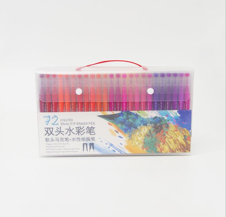 100 farger akvarell tusjer for tegning maleri akvarell kunst penselpenn vannfarging pensel penn dobbel spiss for skolen: 72 farger