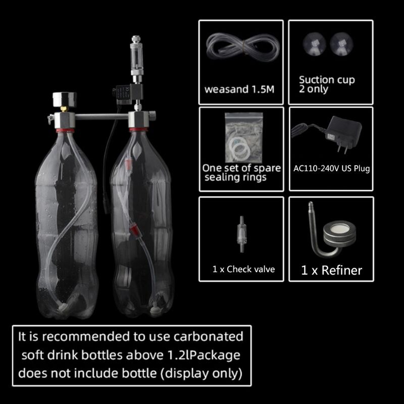 Aquarium DIY CO2 System Generator Kit Bubble Counter Plants Diffuser with Solenoid Valve Fish Tank Regulator Accessory: US-E