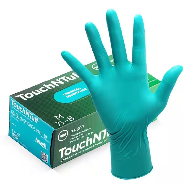 TouchNTuff®92-600 Ansell Green Nitrile Gloves（Single box） Chemical Resistance Powder Free All-round Chemical Splash Protection: M