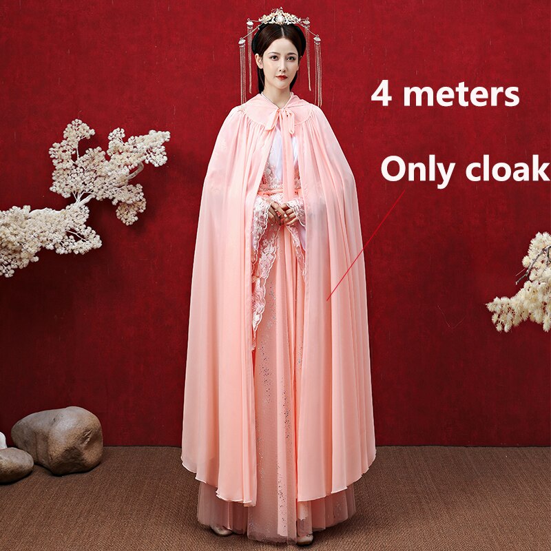 Hanfu, ropa de princesa de la antigua dinastía Han para mujer, vestido de Hada de estilo chino, capa con protección solar, capa de Hanfu SL4160: 4 meters cloak