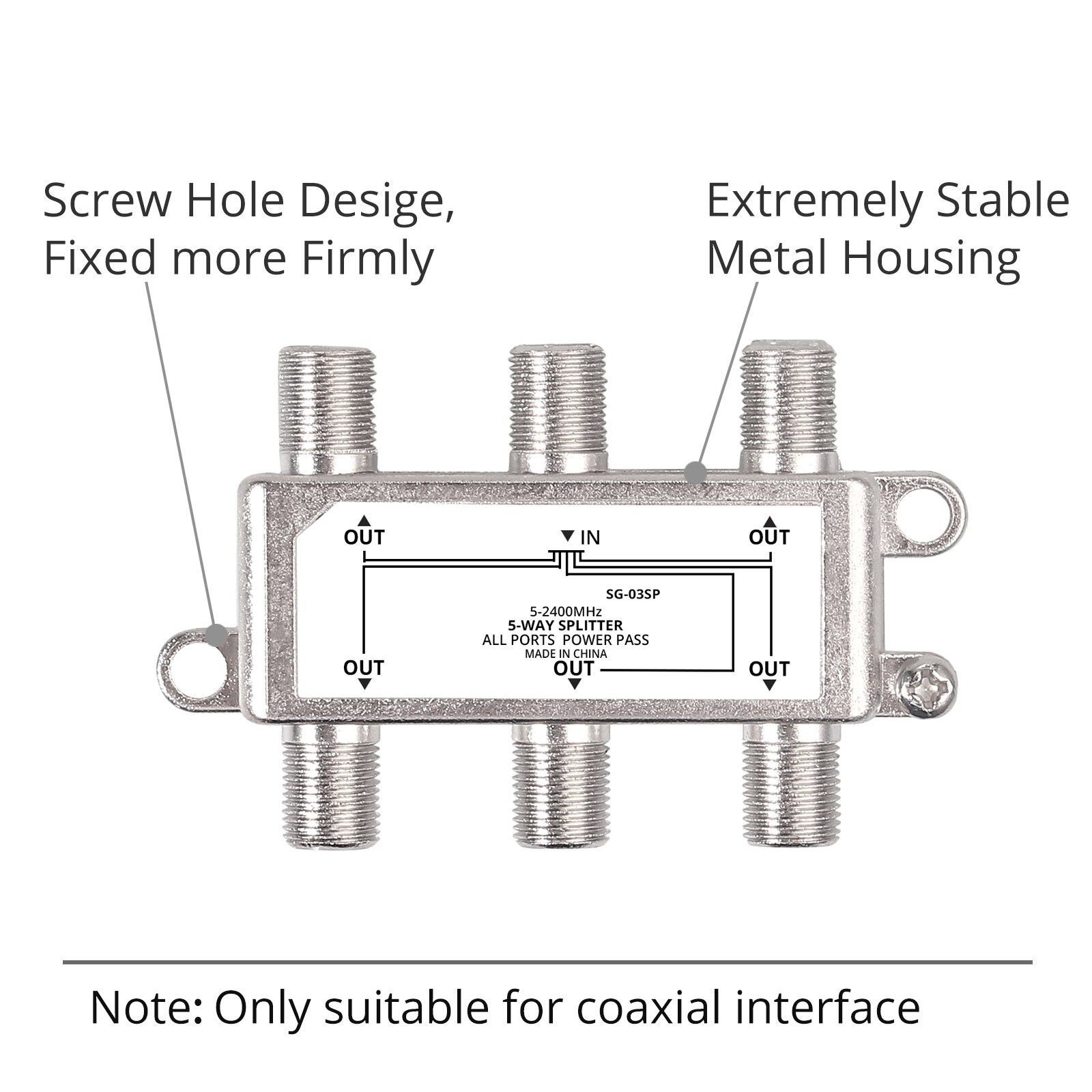 Linkfor 5-2400Mhz 5 Manier Coax Kabel Splitter Geschikt Voor Splitting Antenne Kabel Tv Voor Telewest ntl