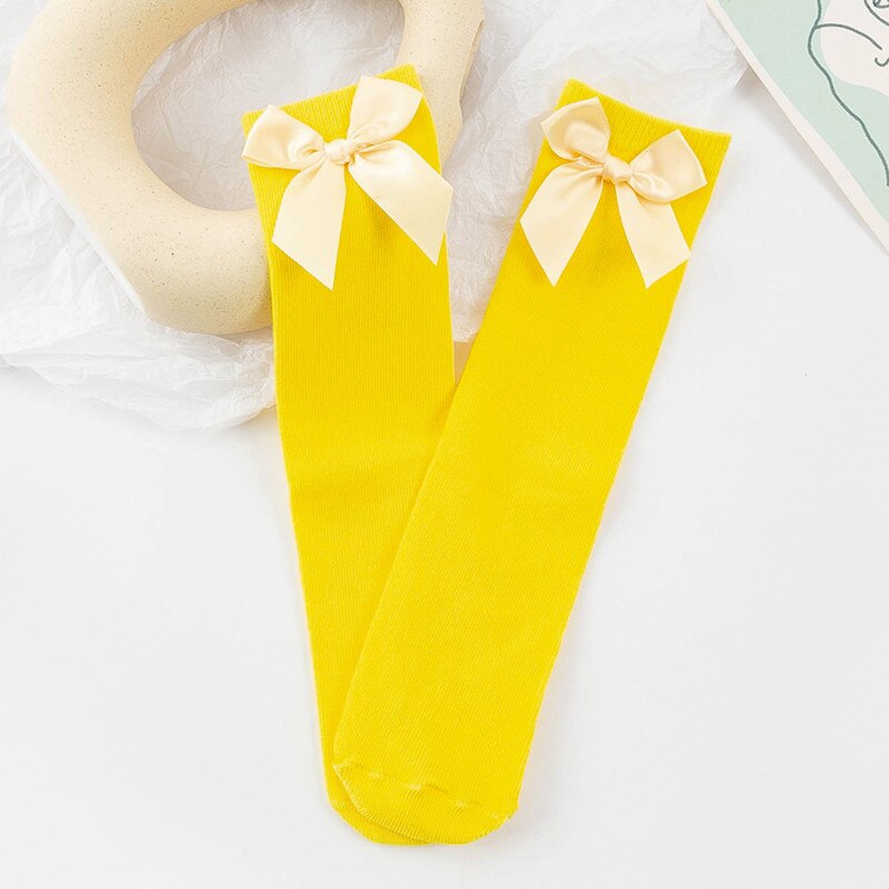 CozyWay – chaussettes hautes pour bébés filles, 1 paire de bas longs à volants pour nourrissons et tout-petits, uniforme scolaire, Leggings: 1 Pair  Yellow