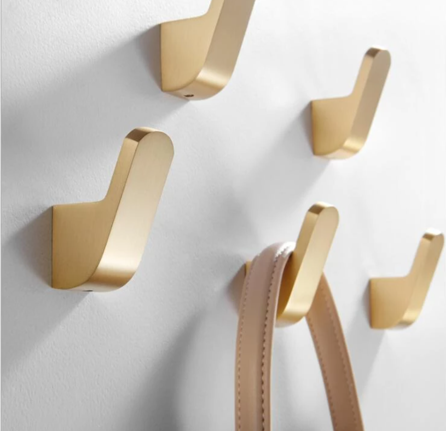 Gancho de aluminio para colgar ropa, accesorios de baño, colgador de puerta de cobre, montado en la pared