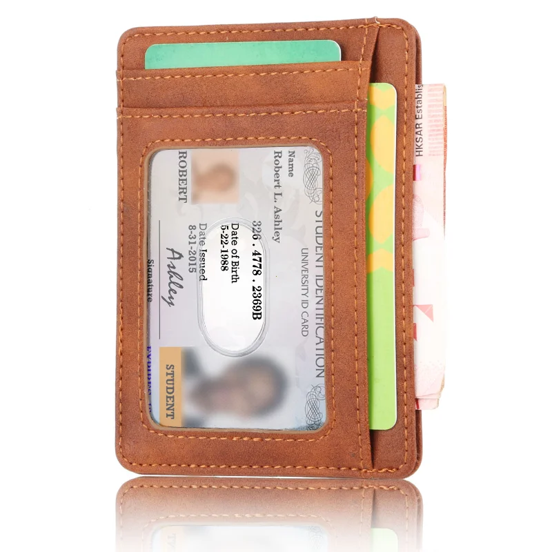 Portfel blokujący RFID Pokrowiec na wizytówki Super cienki męski skórzany portfel na karty kredytowe Portfel podróżny na karty Minimalistyczny portfel