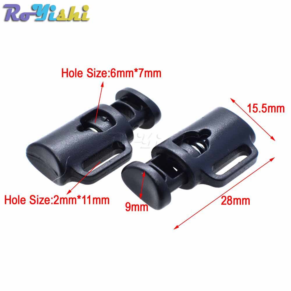 10pcs/pack Cord Lock Toggle Clip Stopper Plastic Black For Bags/Garments