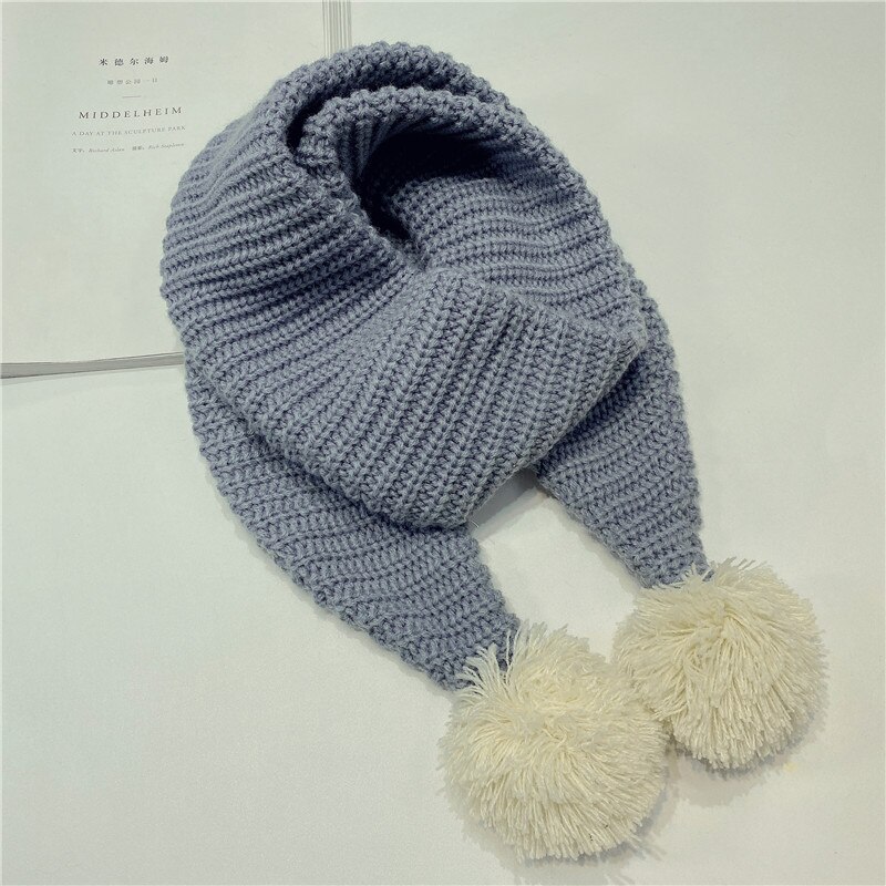 Verdikte gebreide kindersjaal effen kleur kruisstreep jongens en meisjes lange handdoek hangende bal winter warm baby haar nek: 4