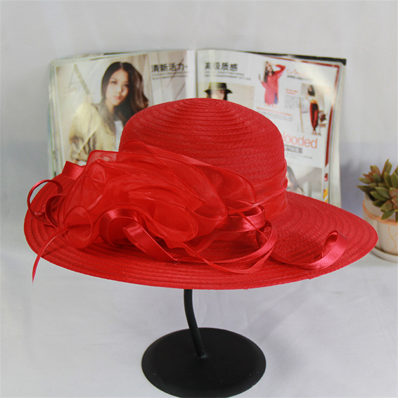 Kentucky Derby Floral Big Brim Hat Women's Organza Wedding Headwear Hat Foldable SunHat Beach with Beaded Festival hat: green