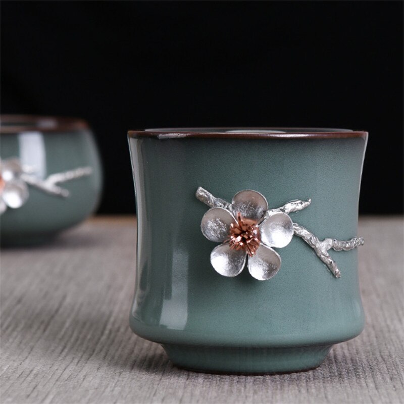 Cerâmica ru forno mestre copo criativo porcelana artesanal 3d estanho flor escritório chá conjunto drinkware