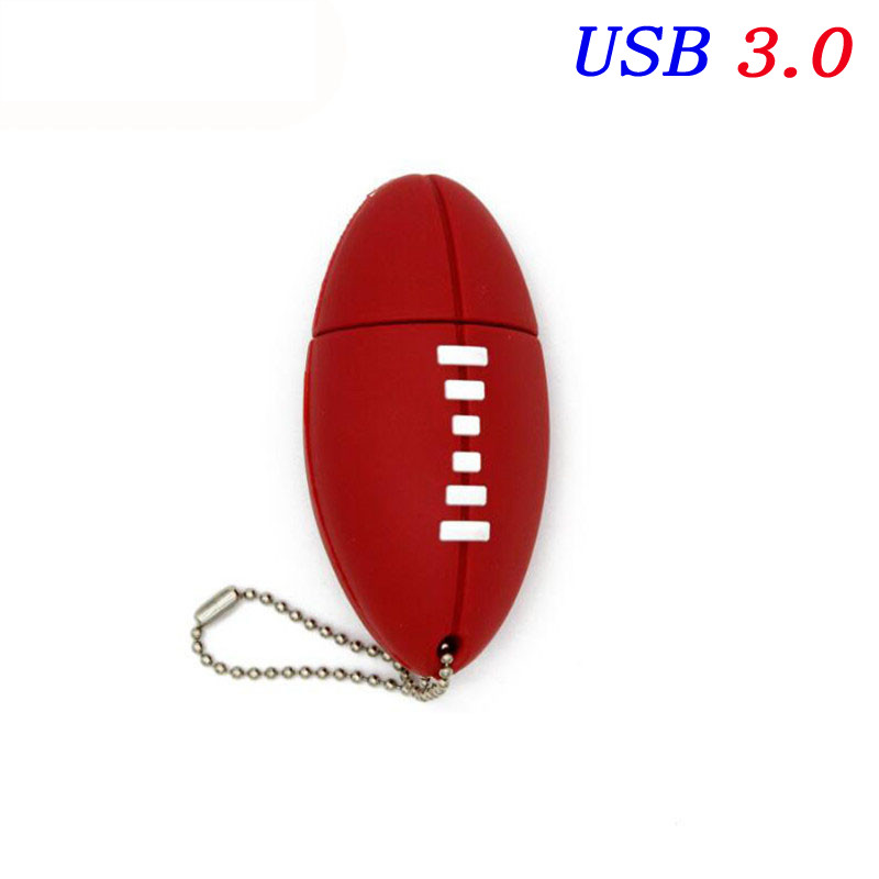 Piłka nożna USB 3.0 Pendrive 64GB Darmowy brelok do kluczy Pen Drive 32GB Kreatywne prezenty Cartoon Memory Stick Czarny Biały Czerwony Pendrive 16G
