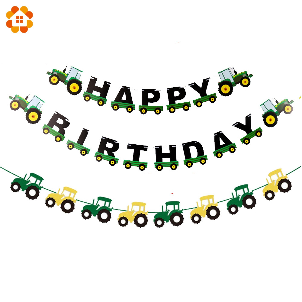 Tractor agrícola serie de vehículos, adornos para pasteles, pancartas de papel para Tractor de tierras agrícolas de niño, decoración para de cumpleaños, envoltura artesanal