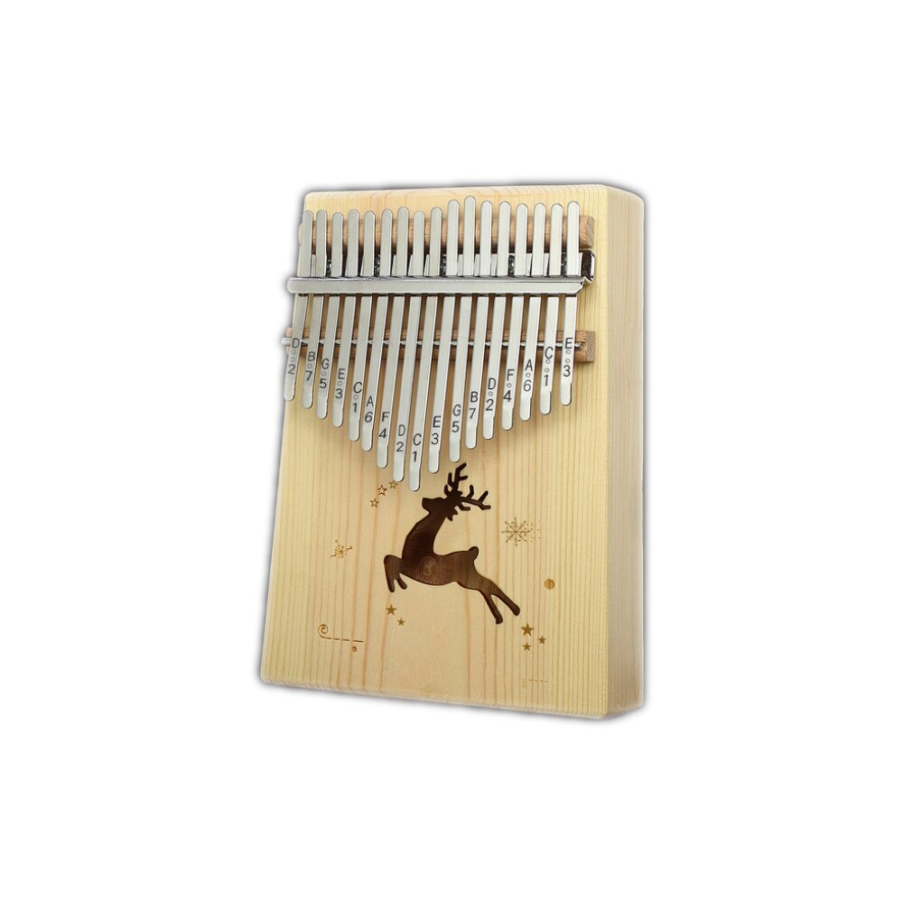 17 Toetsen Duimpiano - Mahonie Kalimba - Beginners Muziekinstrument met Doekje: Licht rendier
