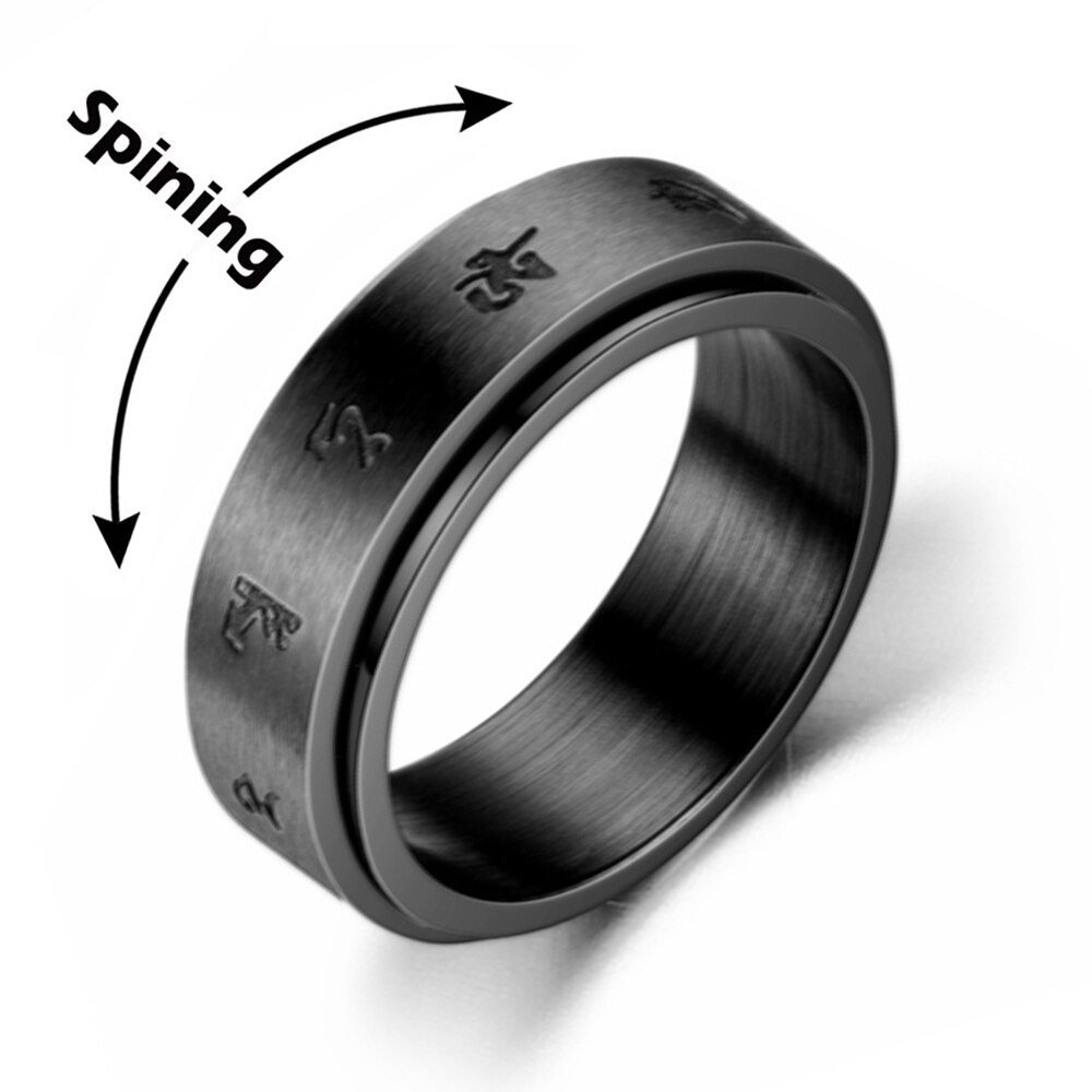 Angst Fidget Spinner Ringen Voor Mannen Boeddhisme Mantra Rvs Spinning Draaibare Ring Voor Vrouwen Cool Punk Partij Sieraden