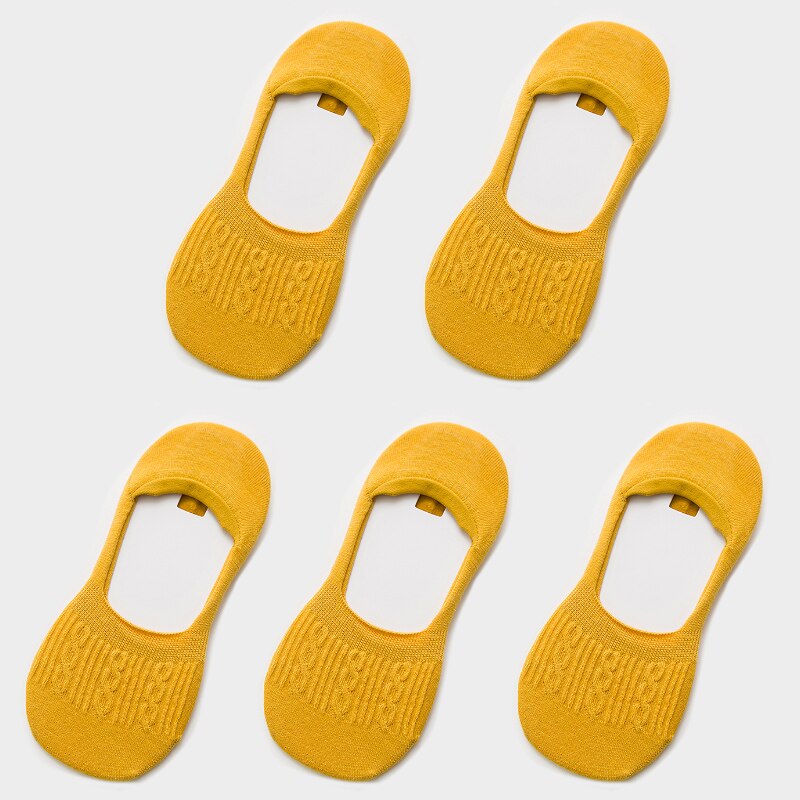 Candy Color Invisible Non-slip Low Cut Socks Women Casual Cotton Breathable Ankle Boat Socks 5Pairs: style J 5 pairs