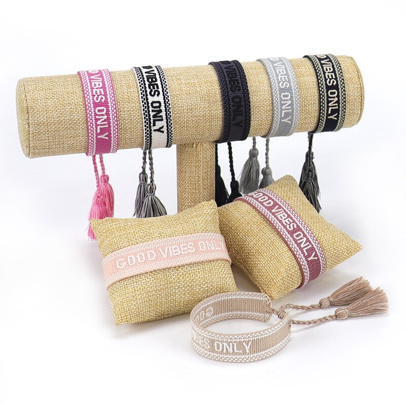 Hand Geborduurde Pols Band Kwastje Brief Vibes Gevlochten Armband Vrouwen Sieraden Goede