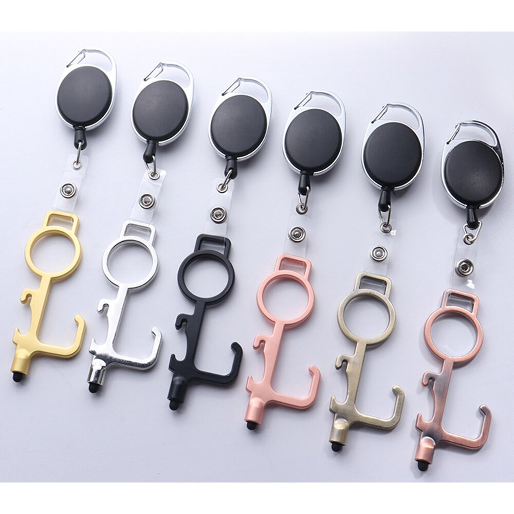 Touch Screen Buttons Edc Door Opener Hygiene Hand Antimicrobial Contactless Press Elevator Tool Portable Door Opener Keychain