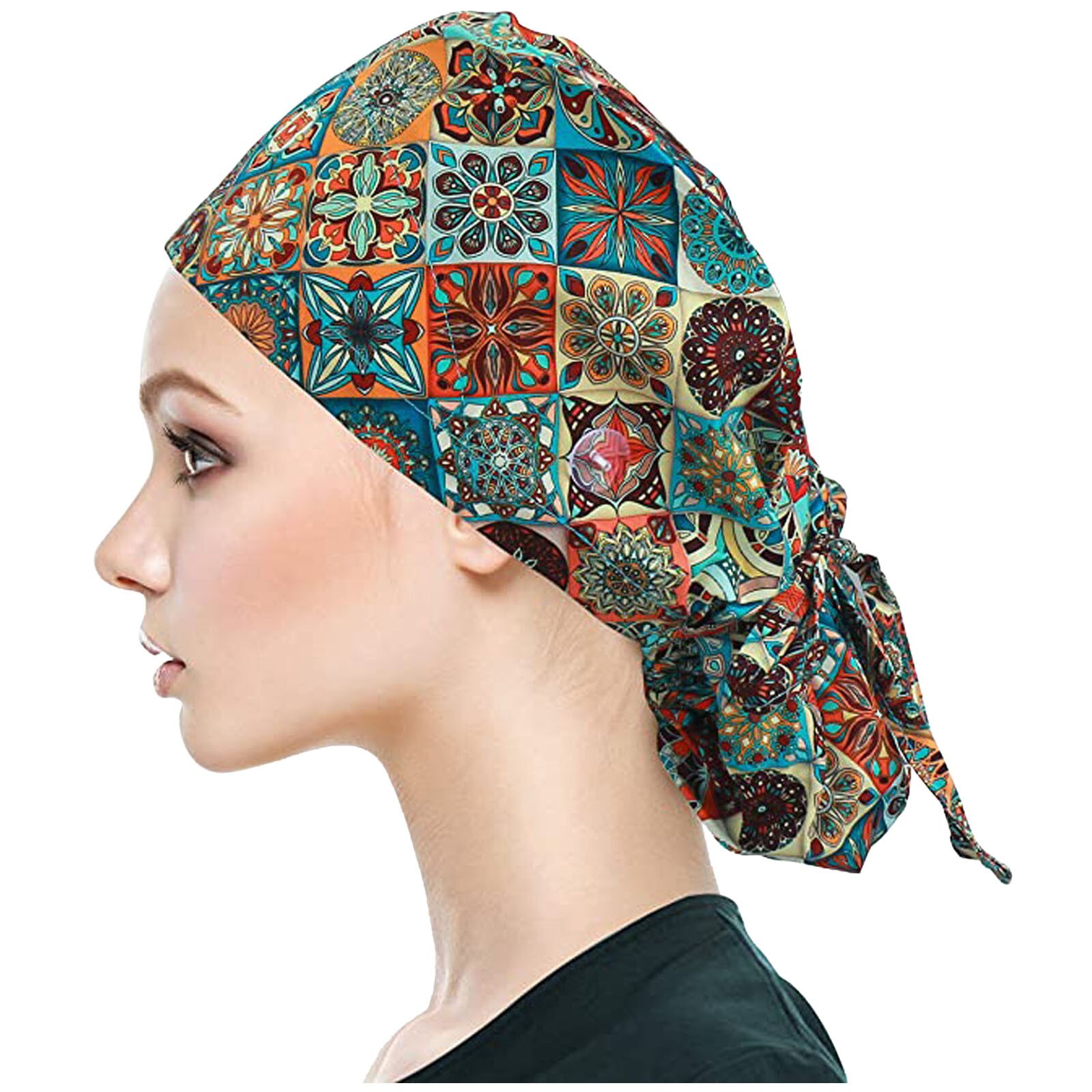 Gorro sanitario AB14 para hombre y mujer, Gorro sanitario con banda para el sudor, estampado de Enfermera, unisex