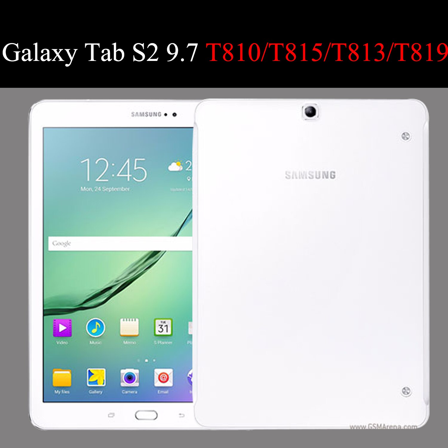Étui en cuir pour tablette samsung galaxy tab  s2 9.7 pouces, housse de protection intelligente avec support à trois volets et fonction veille/réveil -t810/t815/t813/t819 n