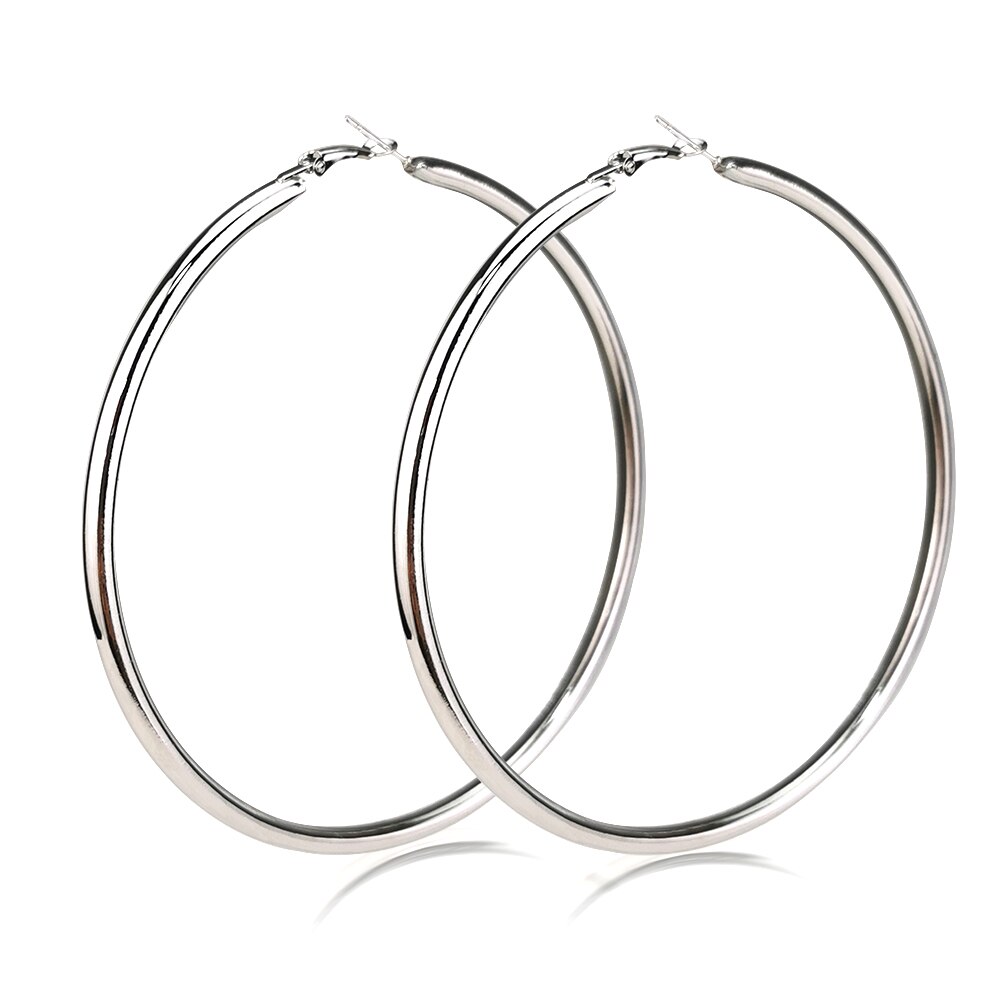 100mm Diameter Big Hoop Earrings For Women Large Metal Statement Earrings Party Jewelry Accessories UKMOC: Silver Earrings