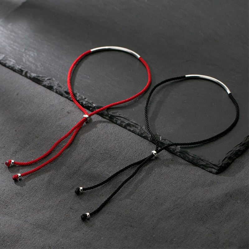 AIFENAO braccialetti alla caviglia con ciondolo a forma di filo rosso a tubo lungo in argento Sterling 925 per donna cavigliere in corda gioielli per donna all'ingrosso