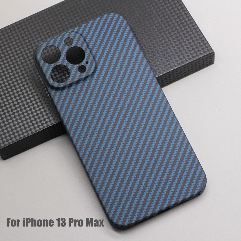 Amstar Navy-Blauw Carbon Fiber Lens Wrap Telefoon Case Voor Iphone 13 Pro Max Ultradunne Aramidevezel iphone 13 Pro Telefoon Cover: iPhone 13 Pro Max