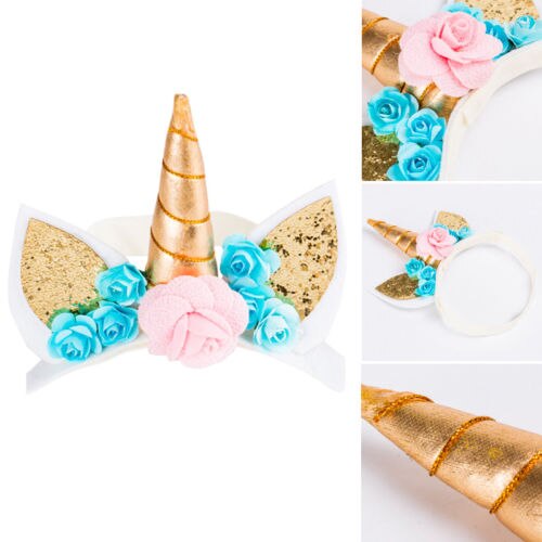 Bandeau de noël fée magique licorne | Corne dorée, cheveux, bandeau d'oreille, robe parfaite, décor Cosplay, 1 pièce