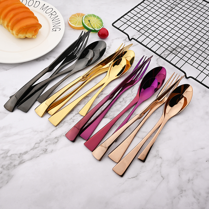 Purple 18/10 Stainless Steel Tableware Cutlery Set Flatware Knife Fork Coffee Spoon Dinnerware Set Party Kitchen Silverware Set