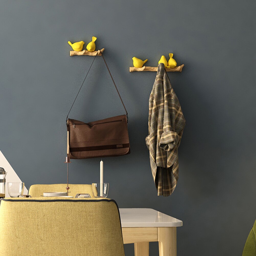 Wall Decorative Hooks Resin 2/3/4 Birds Door Hangers Wall Decorations Hooks Hat Scarf Key Hanger Hooks Wall Hanging Hooks