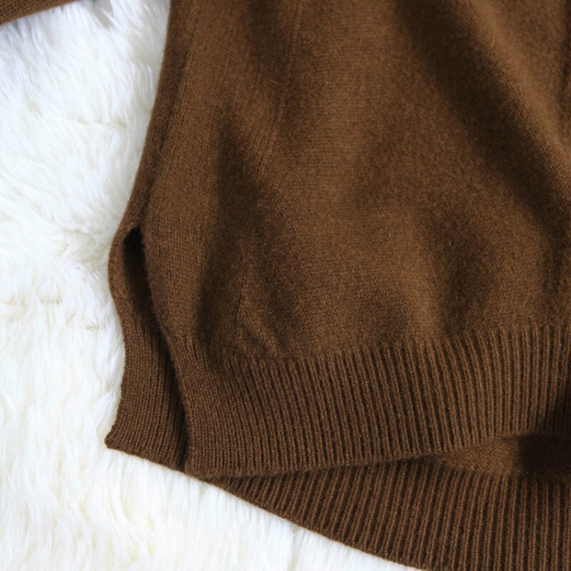 Höst och vinter cashmere tröja lös retro ull dam turtleneck tröja stickad tröja varm tröja