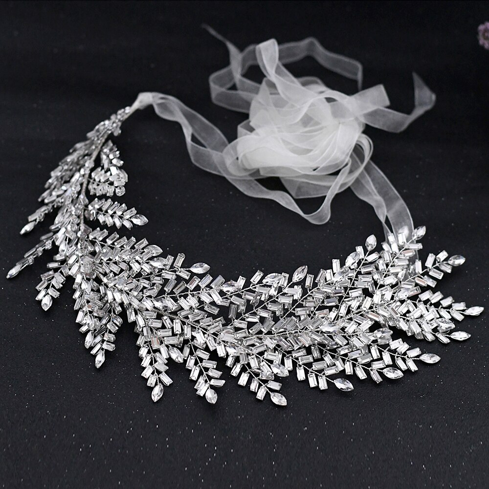 ZMSH312 Diamond Rhinestone Belts for Dresses Belt Silver Waist Belts Sparkle Belts for Women Dress Belt Flowers for Dresses