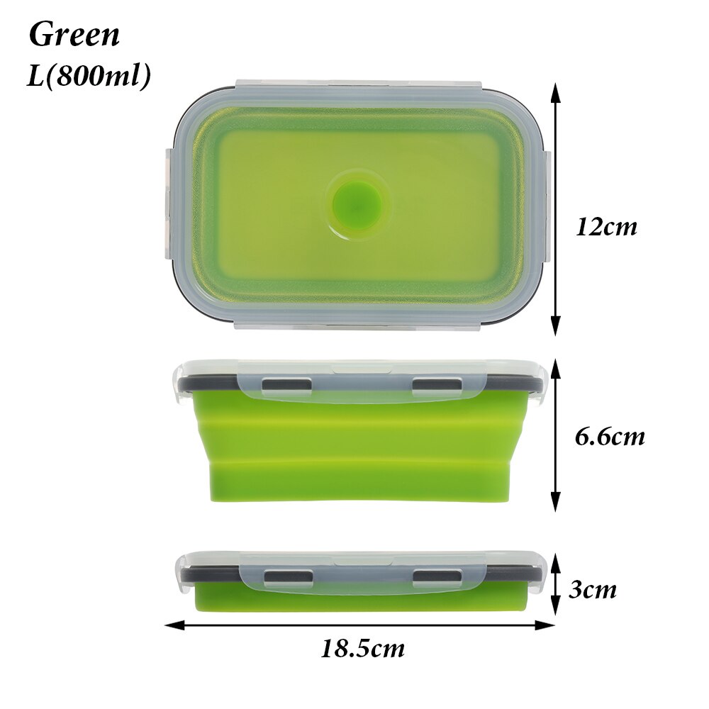 Silicone Folding Lunch Box Rectangle Portable Bowl Food Container Kitchen Picnic Box Eco-Friendly Collapsible Storage Tableware