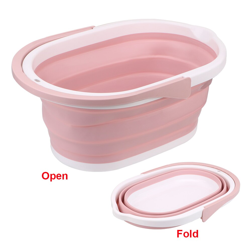 Collapsible Bucket Portable Folding Laundry Tub Portable for Tourism Outdoor Fishing Camping Car Wash Bucket: Pink